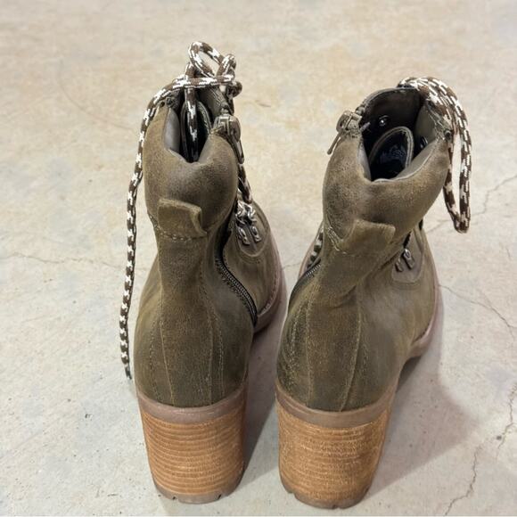 Just in 💫| Carlos Santana Green Combat Ankle Boots Lug Sole Stacked Heel M8 - Picture 5 of 7